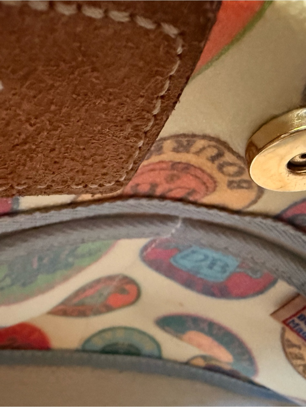 Dooney & Bourke Multicolor Logo Circle Tote with Brown Leather Trim - Picture 4 of 6